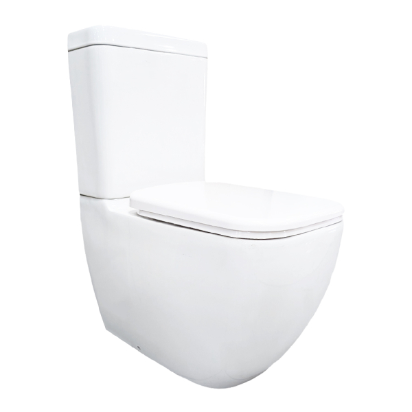 Lecico White Matrix Square Rimless Close Couple Toilet