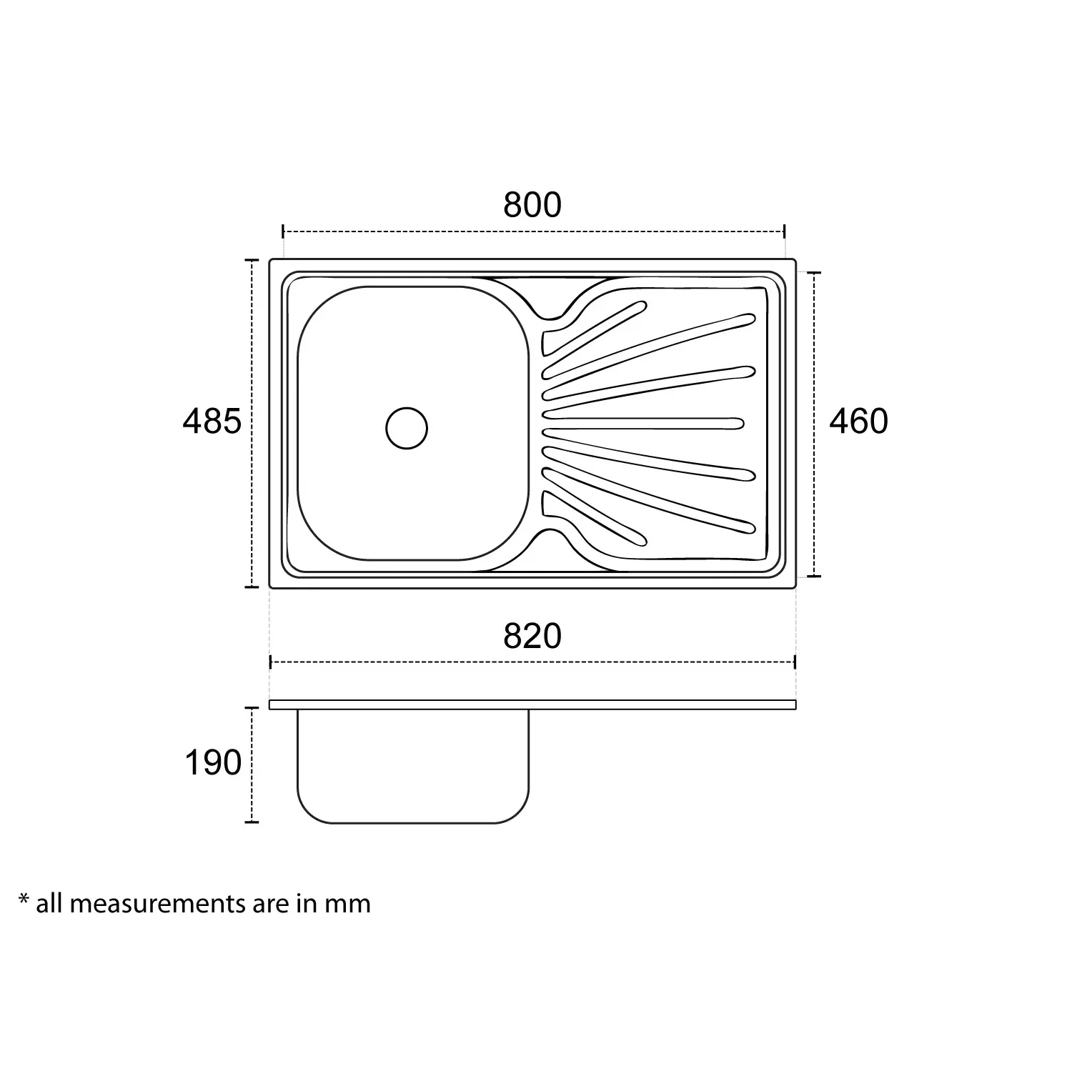 Fantasy Stainless Steel Kitchen Sink - 800 x 450 x 170mm